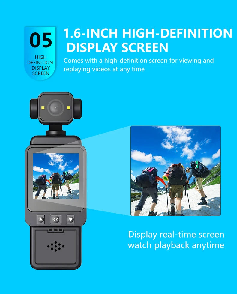 Portable 1080P HD Mini Body Camera Rotatable Lens LCD Screen Handheld Video Recorder Outdoor Sports Vlog Camcorder