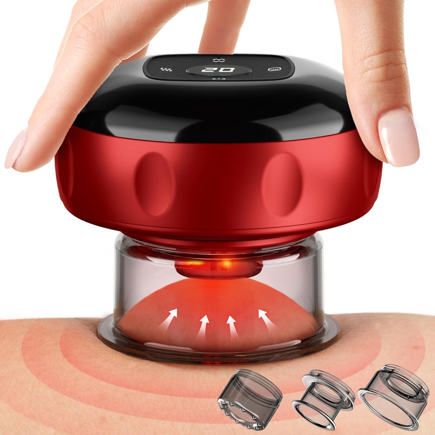 Portable Electric Cupping Massager with Red Light (2 Cups)