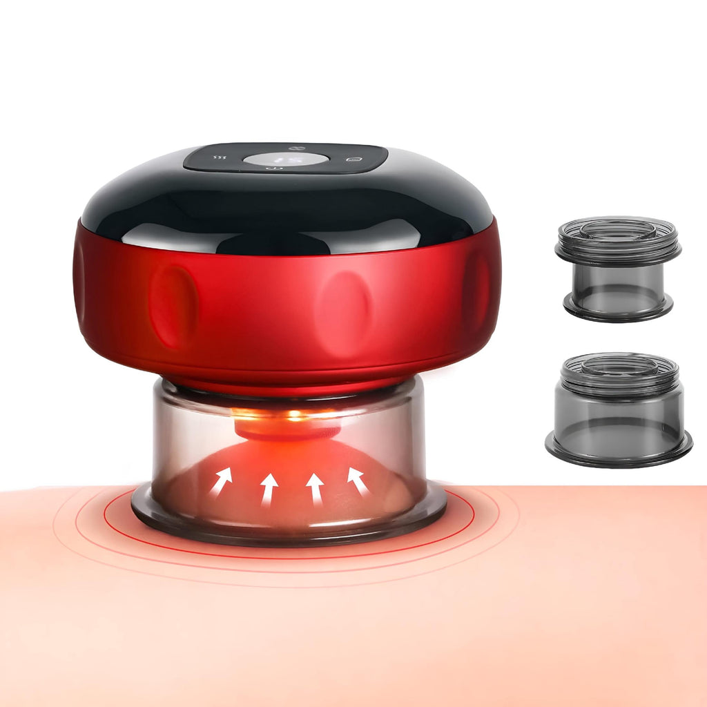Portable Electric Cupping Massager with Red Light (2 Cups)