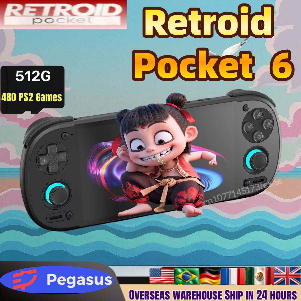 Retroid Pocket 6 Android Game Console Hall-Effect Trigger 8GEN2 5.5Inch 1080P 120Hz AMOLED Screen 6000mAh Handheld Consoles