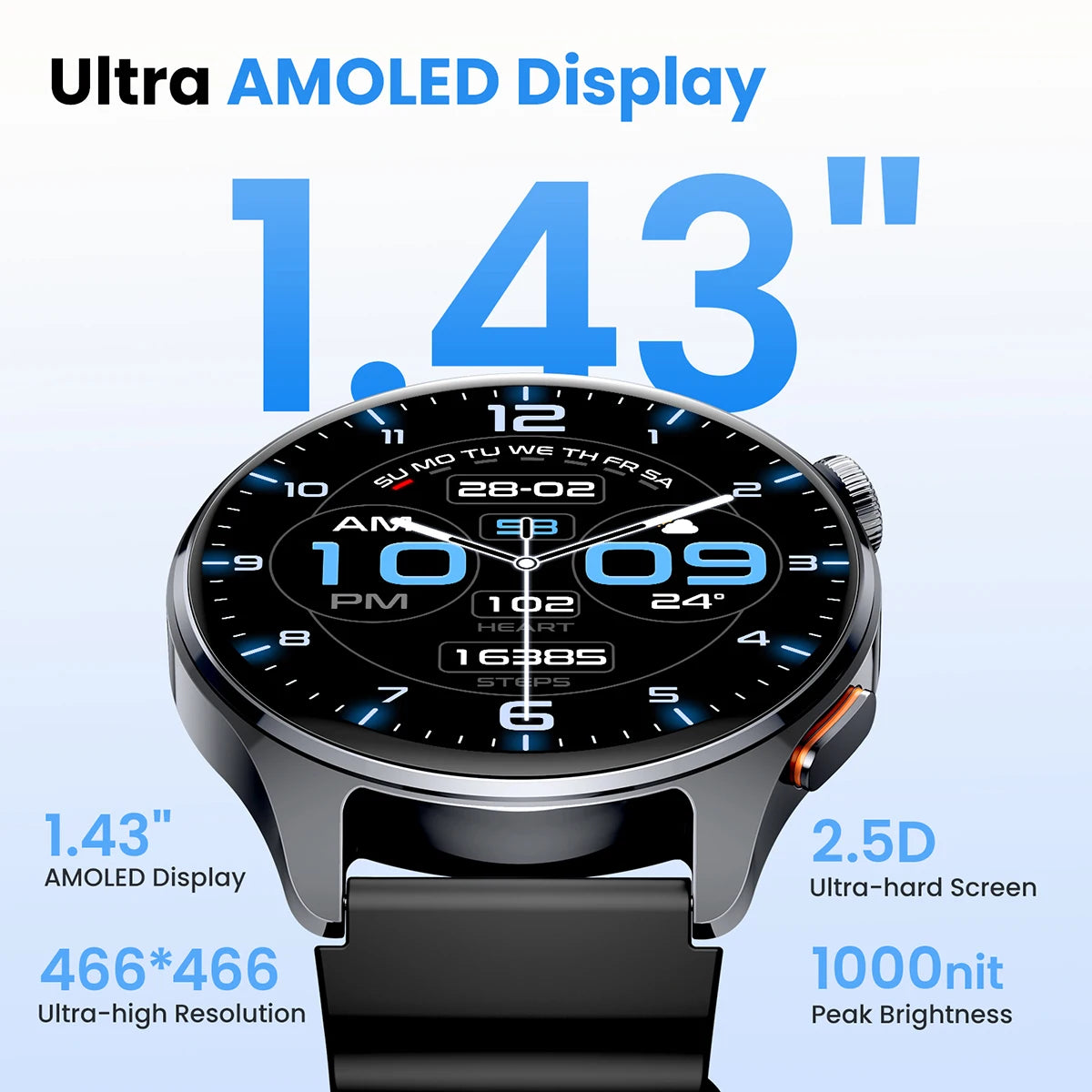 HF012 HAYLOU Watch 4S Smart Watch 5-star System GPS Sport Tracking 1.43 AMOLED Display 120+ Sports Modes Fitness Smartwatch