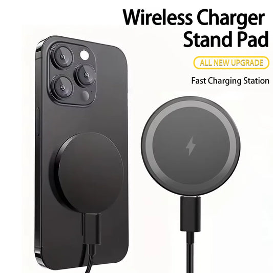 Mini Magnetic Wireless Charger Pad For Magsafe iPhone 17 16 15 14 13 Pro Max Samsung LED Magnet Fast Charging Phone Stand