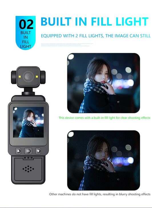 Portable 1080P HD Mini Body Camera Rotatable Lens LCD Screen Handheld Video Recorder Outdoor Sports Vlog Camcorder