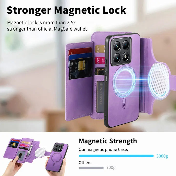 For Xiaomi Poco X8 Pro Max F9 Ultra 5G 2In1 Detachable Leather Zipper Wallet Case Poco F9 X8 M8 F8 X7 M7 F7 X6 F6 Pro C65 Cover