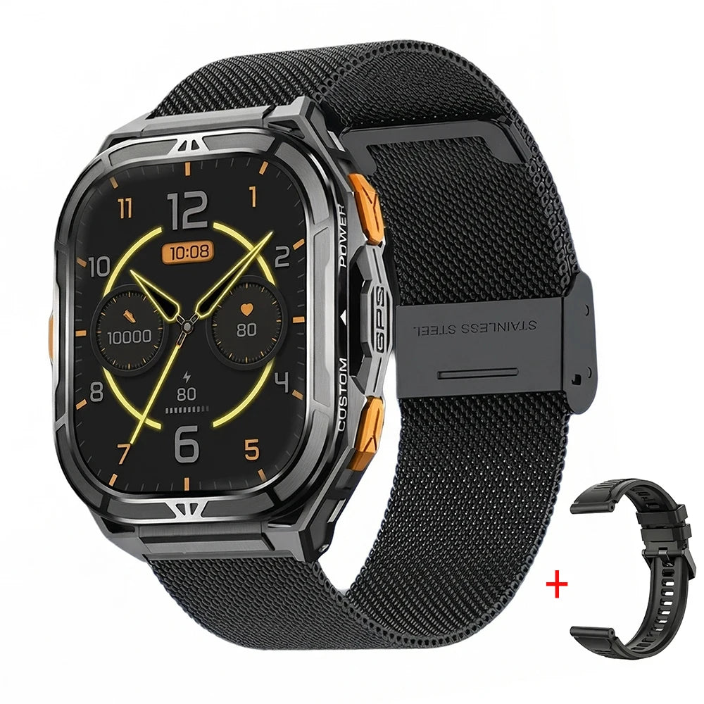 Luxury AMOLED Smartwatch Real GPS 5ATM Waterproof Fitness Tracker Smart Watch Sports Health Monitor Watches for Man iOS Android