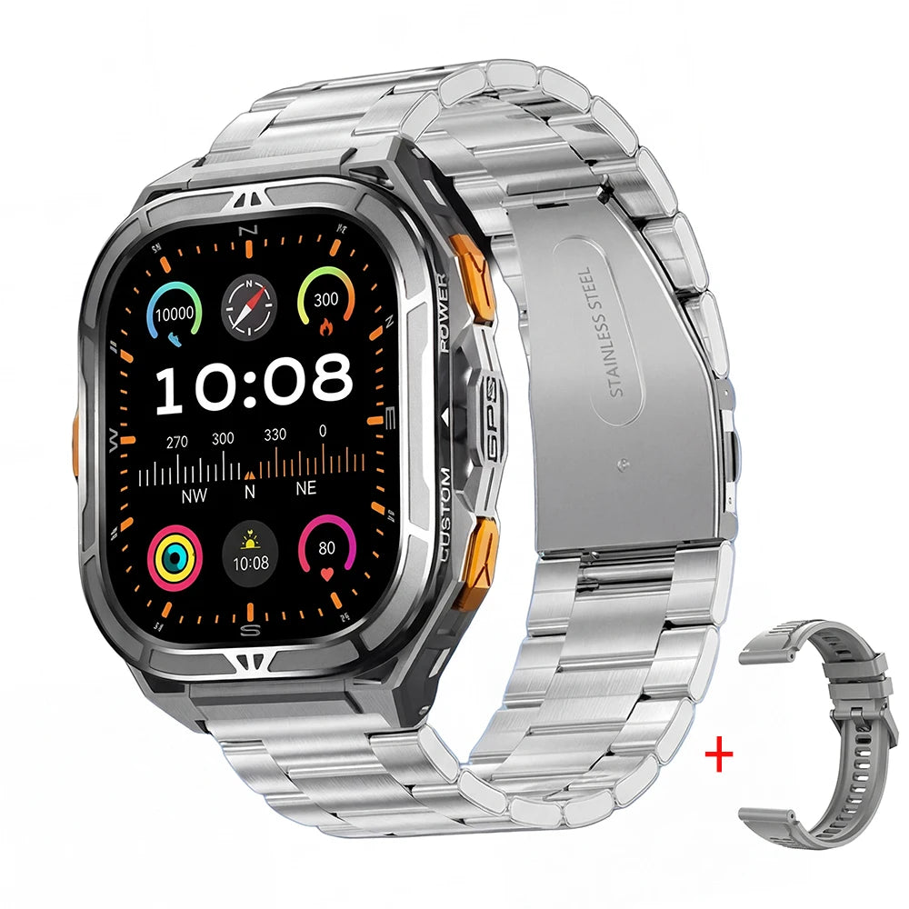 Luxury AMOLED Smartwatch Real GPS 5ATM Waterproof Fitness Tracker Smart Watch Sports Health Monitor Watches for Man iOS Android