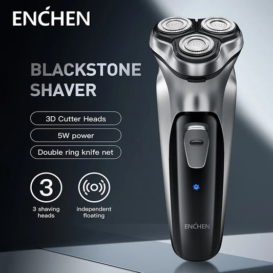 ENCHEN Blackstone Electrical Rotary Shaver for Men 3D Floating Blade Washable Type-C USB Rechargeable Shaving Beard Machine