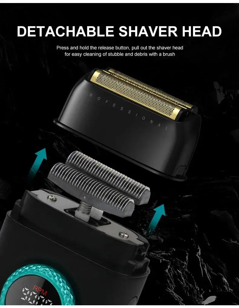 VGR Shaver Professional Beard Trimmer 9000 RPM Electric Razor Rechargeable Shaving Machine LED Lights Metal Shaver for Men V-378