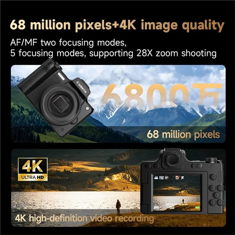 L93A-DC101 Micro DSLR 4K HD Camera 68MP CCD With DSLR Viewfinder AF/MF 2.8" Flip Screen OTG Transmission Inch