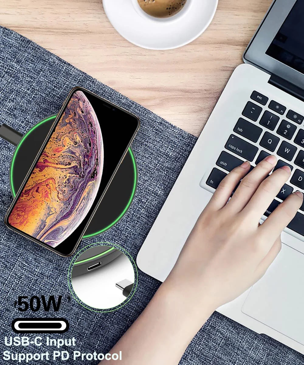 50W Wireless Charger For iPhone 14 15 16 17 Pro Xs Max Mini X Xr Induction Fast Charging Pad For Samsung S25 S26 S8 S9 S10 Note