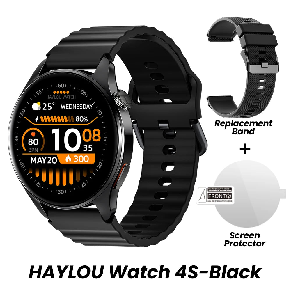 HF012 HAYLOU Watch 4S Smart Watch 5-star System GPS Sport Tracking 1.43 AMOLED Display 120+ Sports Modes Fitness Smartwatch