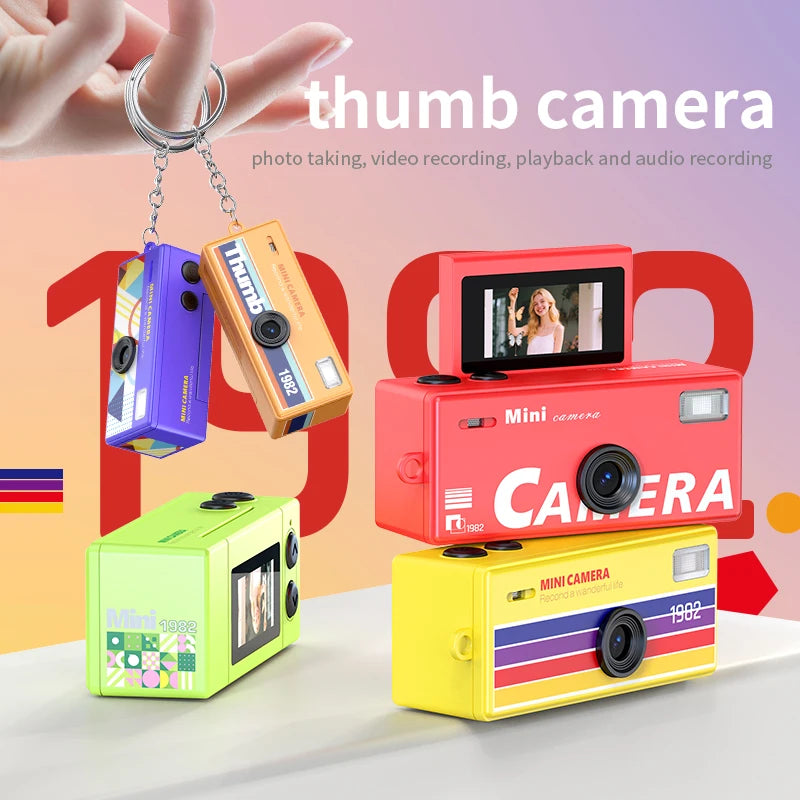 0.96 inch Flip Screen Mini Thumb Camera Keychain Camera Retro Outdoor Sports Camera Very Small Camcorder Video Recorder