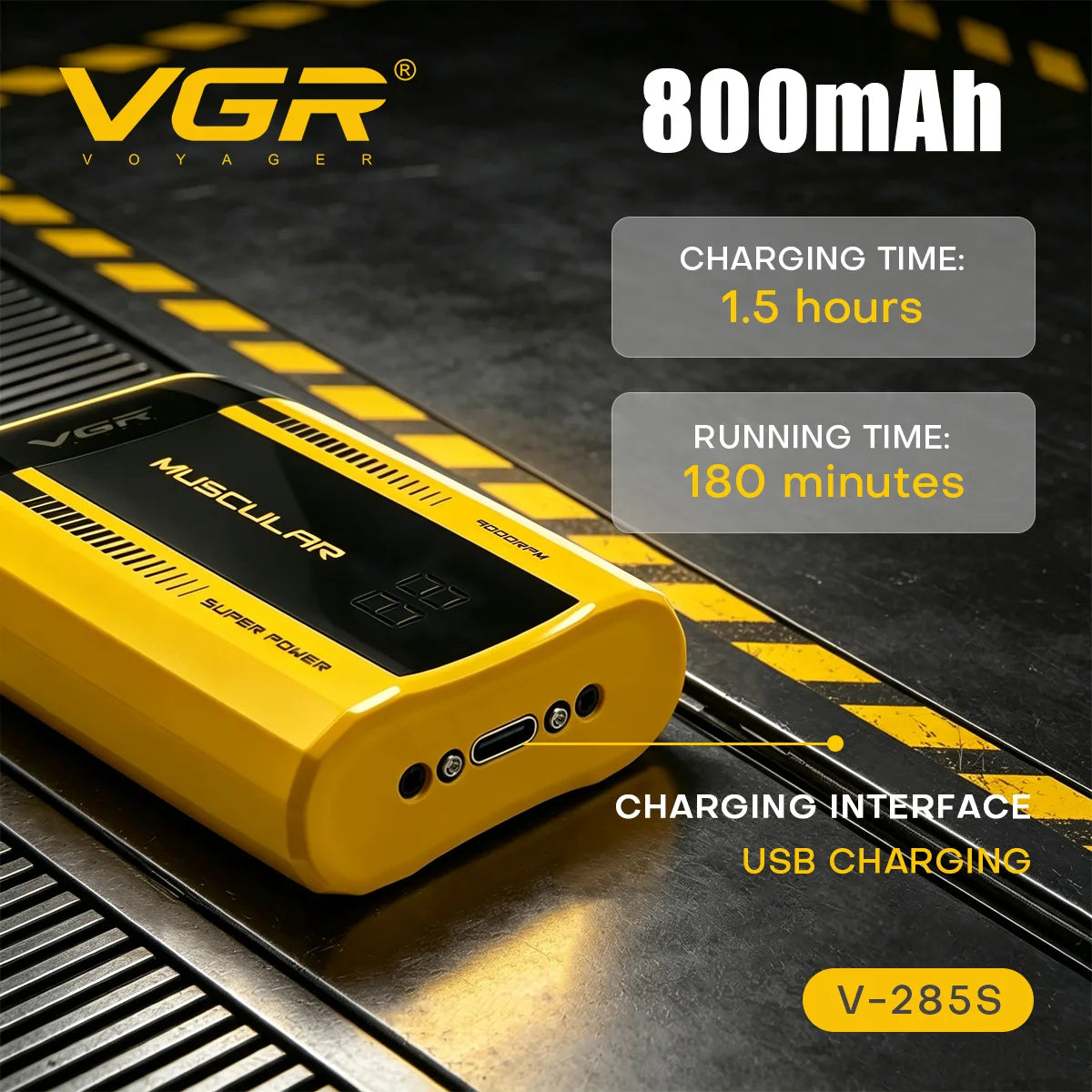 VGR Shaver Professional Razor Electric Hair Shaving Machine Portable Beard Trimmer LED Display Barber Mini Shaver for Men V-285S