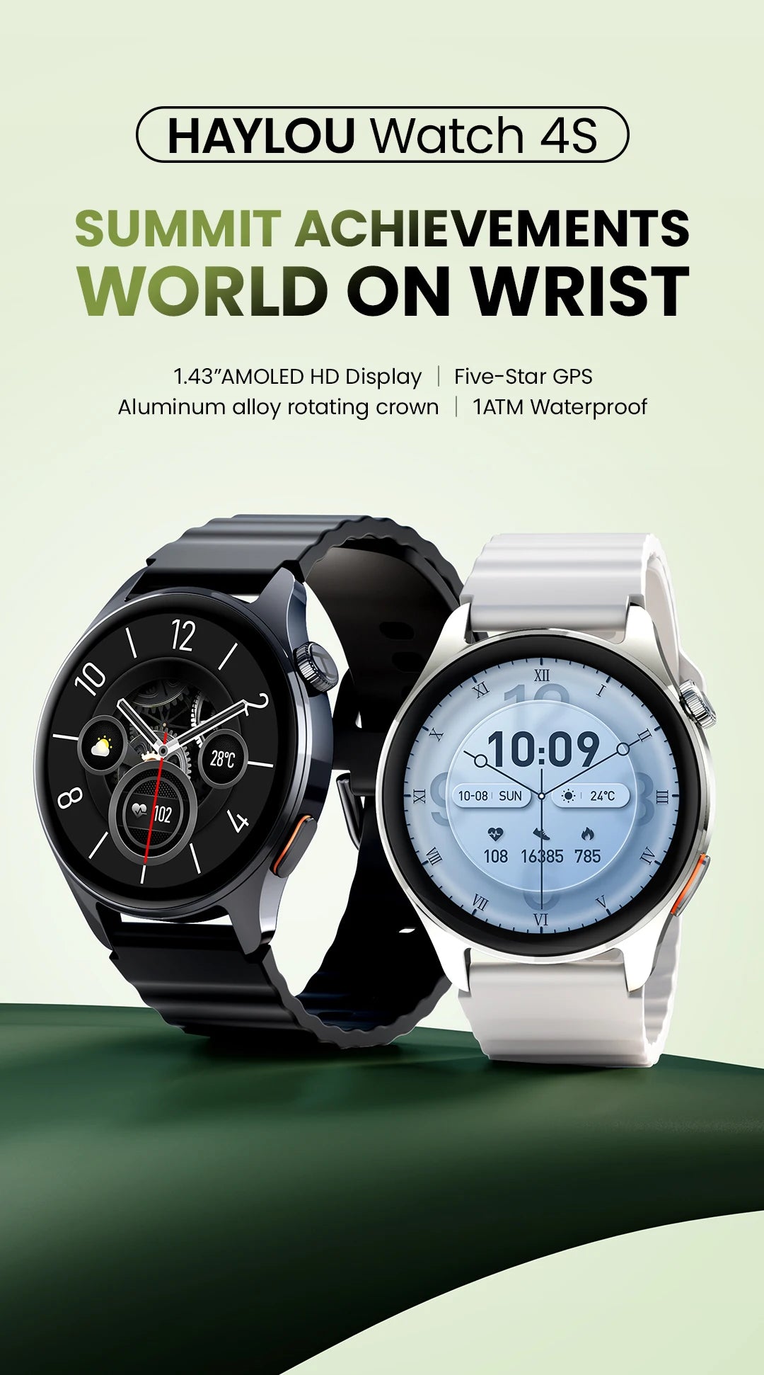HF012 HAYLOU Watch 4S Smart Watch 5-star System GPS Sport Tracking 1.43 AMOLED Display 120+ Sports Modes Fitness Smartwatch
