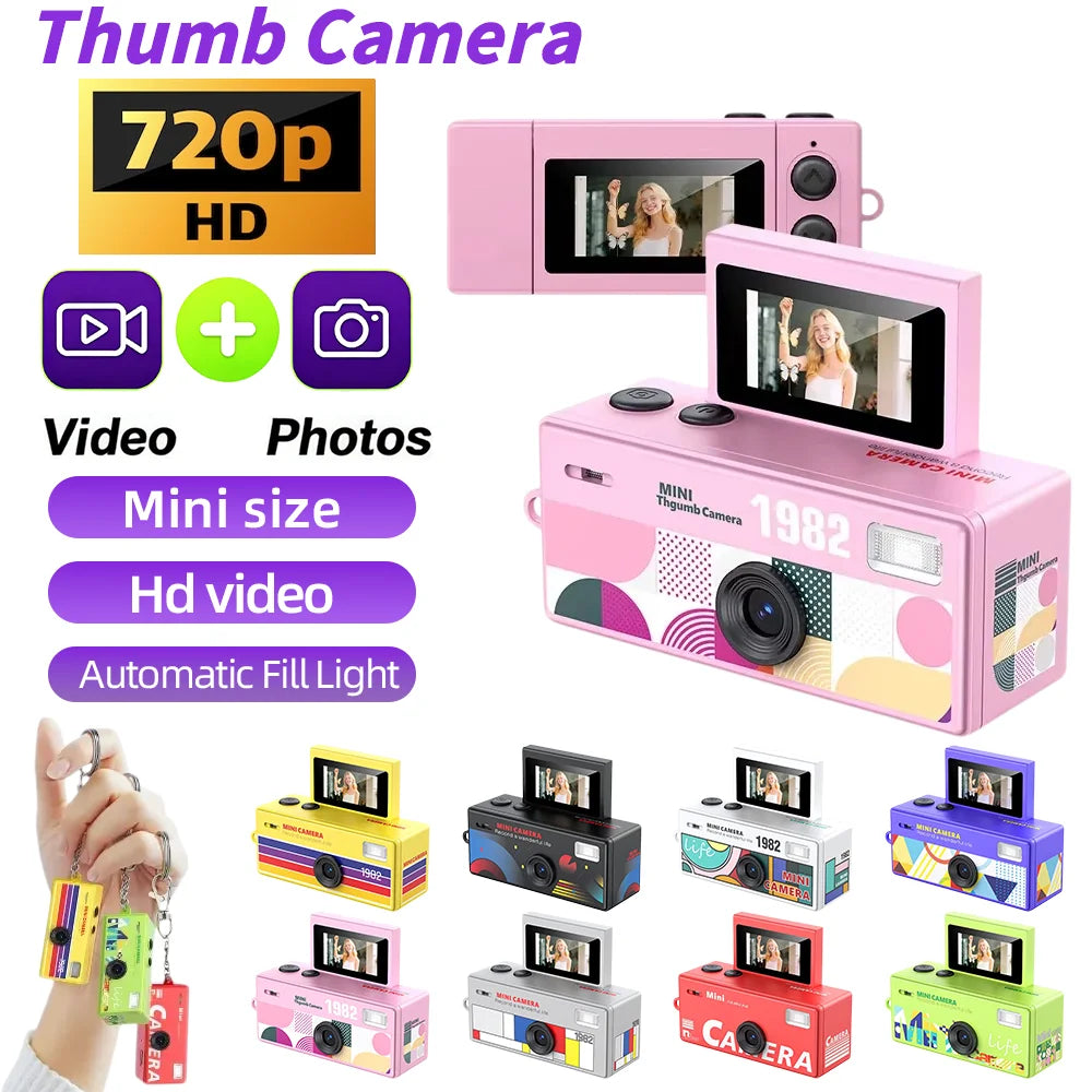 0.96 inch Flip Screen Mini Thumb Camera Keychain Camera Retro Outdoor Sports Camera Very Small Camcorder Video Recorder