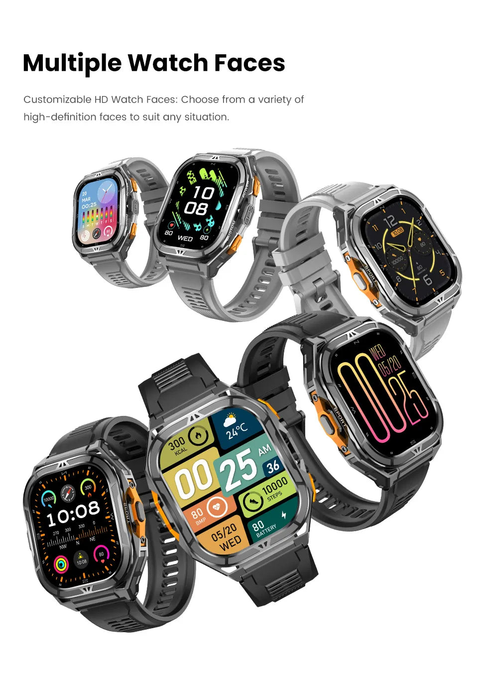 Luxury AMOLED Smartwatch Real GPS 5ATM Waterproof Fitness Tracker Smart Watch Sports Health Monitor Watches for Man iOS Android