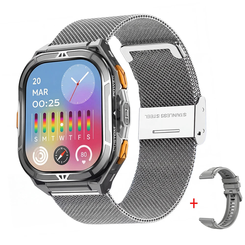 Luxury AMOLED Smartwatch Real GPS 5ATM Waterproof Fitness Tracker Smart Watch Sports Health Monitor Watches for Man iOS Android