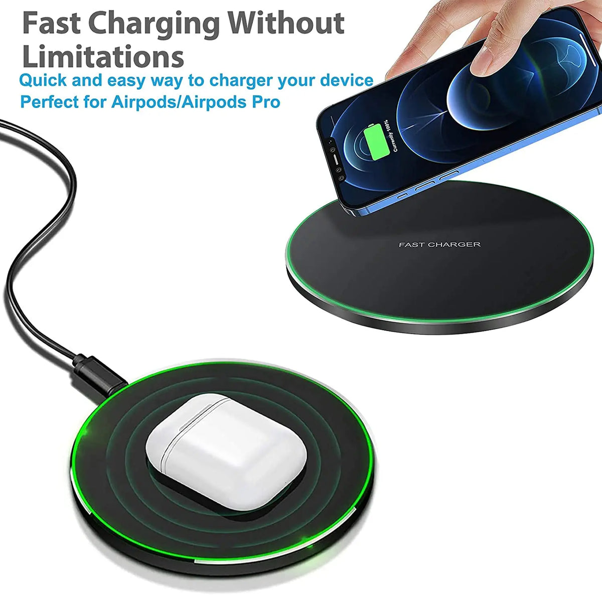50W Wireless Charger For iPhone 14 15 16 17 Pro Xs Max Mini X Xr Induction Fast Charging Pad For Samsung S25 S26 S8 S9 S10 Note