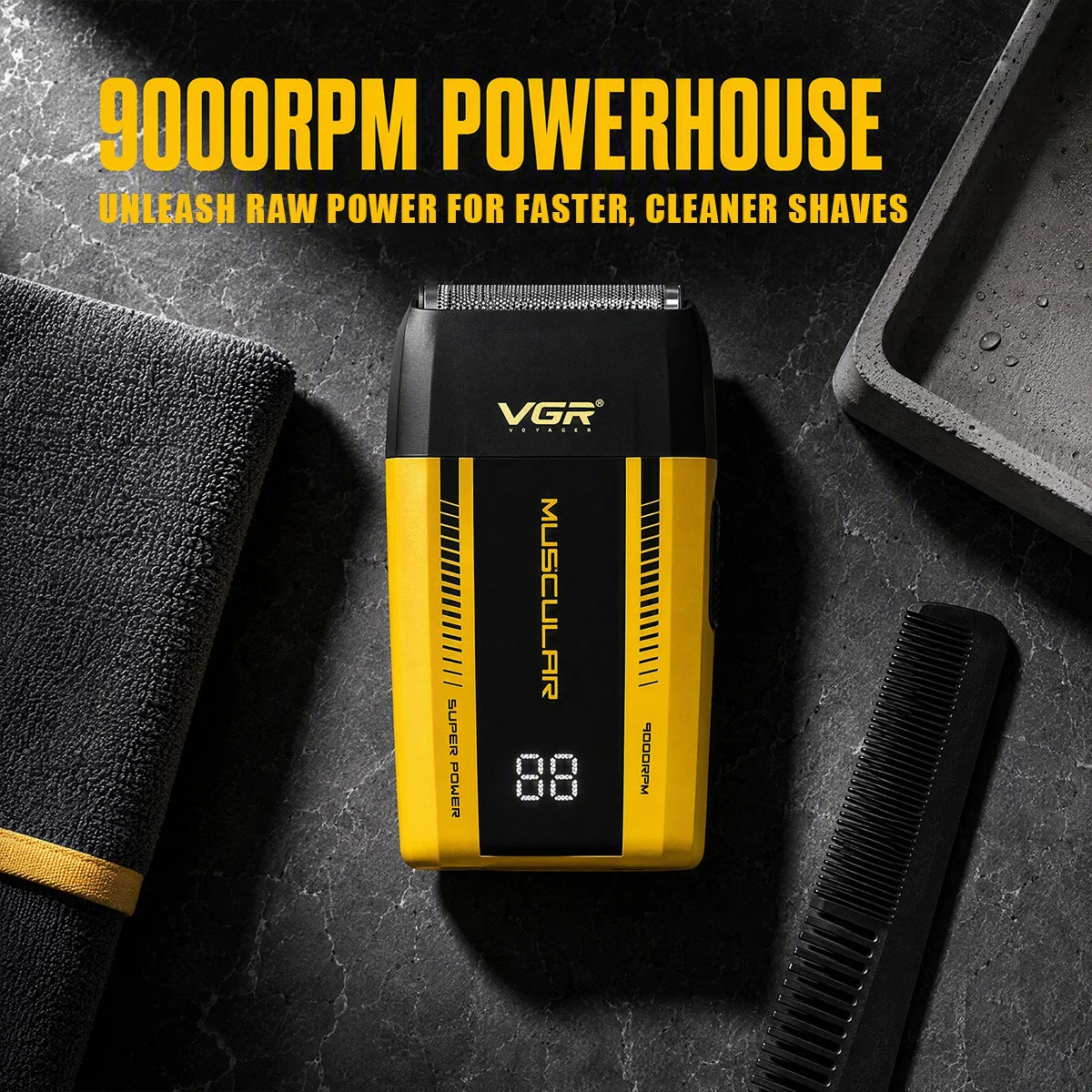 VGR Shaver Professional Razor Electric Hair Shaving Machine Portable Beard Trimmer LED Display Barber Mini Shaver for Men V-285S
