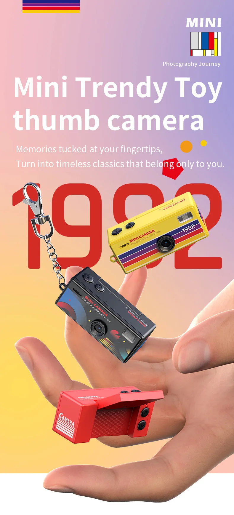 0.96 inch Flip Screen Mini Thumb Camera Keychain Camera Retro Outdoor Sports Camera Very Small Camcorder Video Recorder