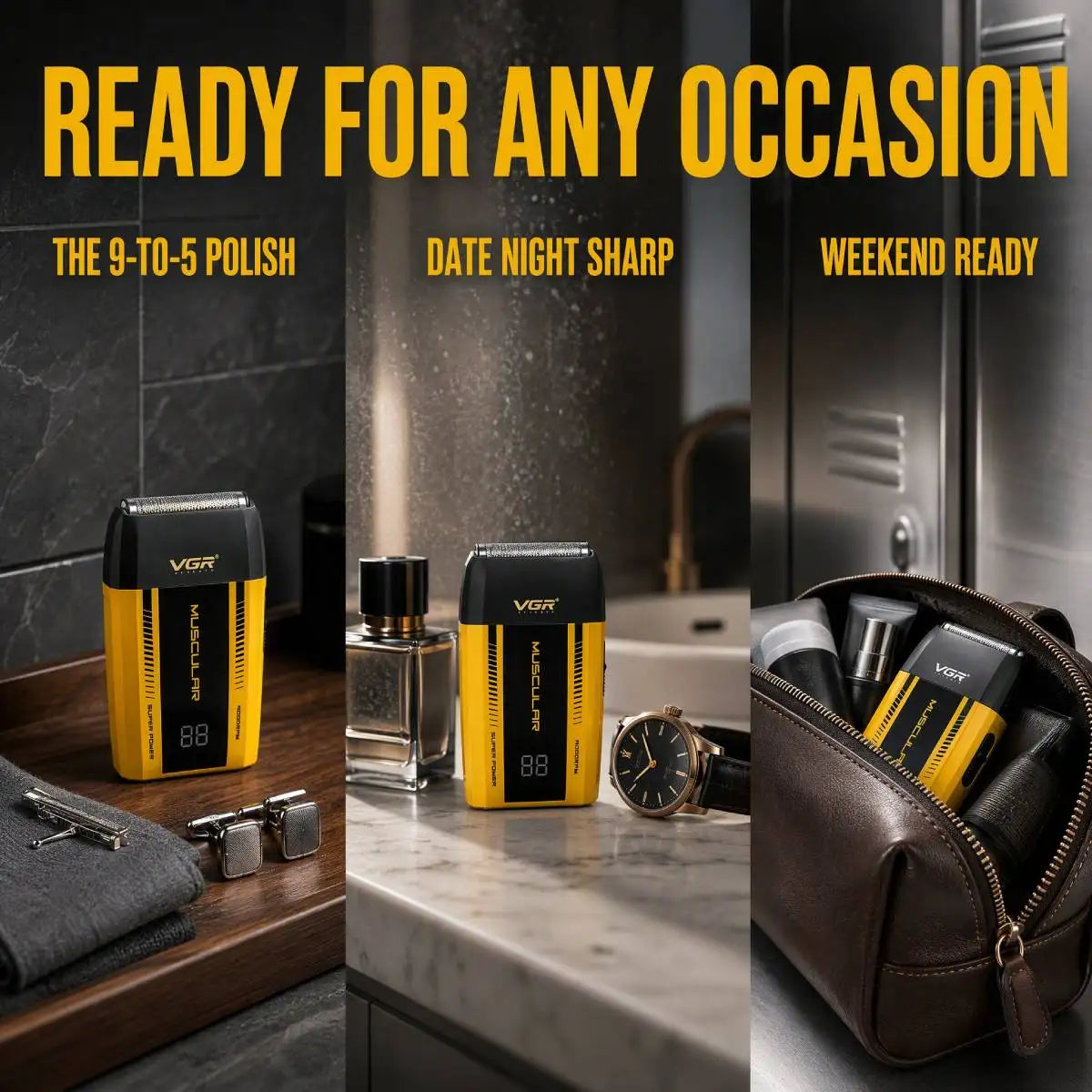 VGR Shaver Professional Razor Electric Hair Shaving Machine Portable Beard Trimmer LED Display Barber Mini Shaver for Men V-285S