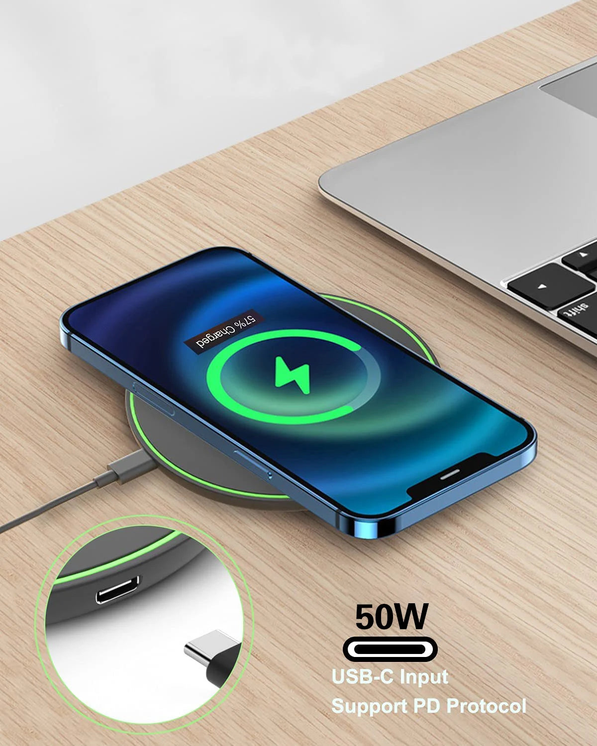 50W Wireless Charger For iPhone 14 15 16 17 Pro Xs Max Mini X Xr Induction Fast Charging Pad For Samsung S25 S26 S8 S9 S10 Note