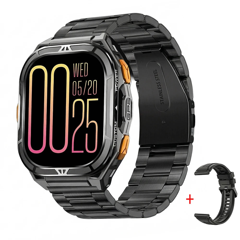 Luxury AMOLED Smartwatch Real GPS 5ATM Waterproof Fitness Tracker Smart Watch Sports Health Monitor Watches for Man iOS Android