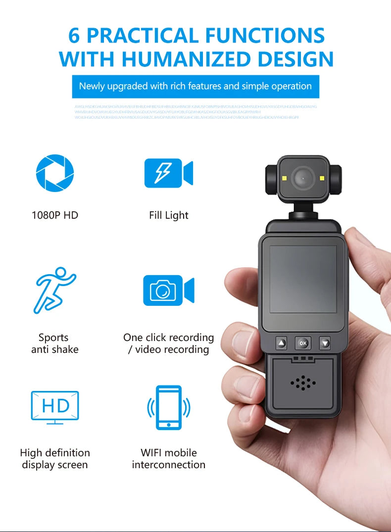 Portable 1080P HD Mini Body Camera Rotatable Lens LCD Screen Handheld Video Recorder Outdoor Sports Vlog Camcorder